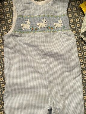 Anavini Smocked Bunny Gingham Romper